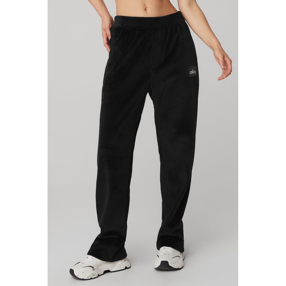 Alo Yoga Velour Baller Hose Damen Schwarz | LEACWT947