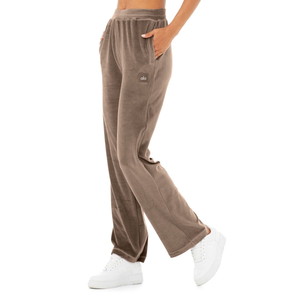 Alo Yoga Velour High-Taille Glimmer Weite Leg Hose Damen Kaffee | WGZOMR284