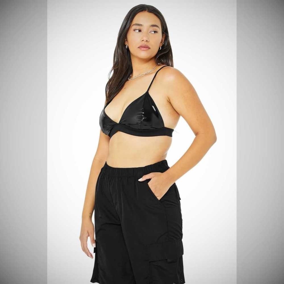 Alo Yoga Vinyl Sleek BHs Damen Schwarz | CAWQVR702