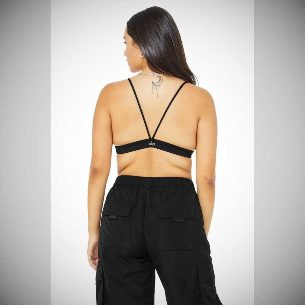 Alo Yoga Vinyl Sleek BHs Damen Schwarz | CAWQVR702