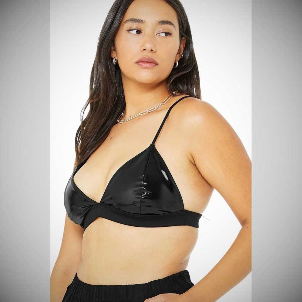 Alo Yoga Vinyl Sleek BHs Damen Schwarz | CAWQVR702