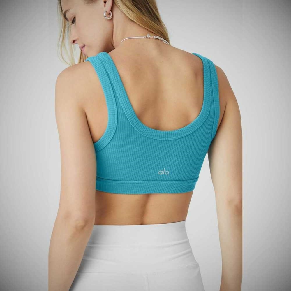 Alo Yoga Wellness BHs Damen Blau | PSFIXV578