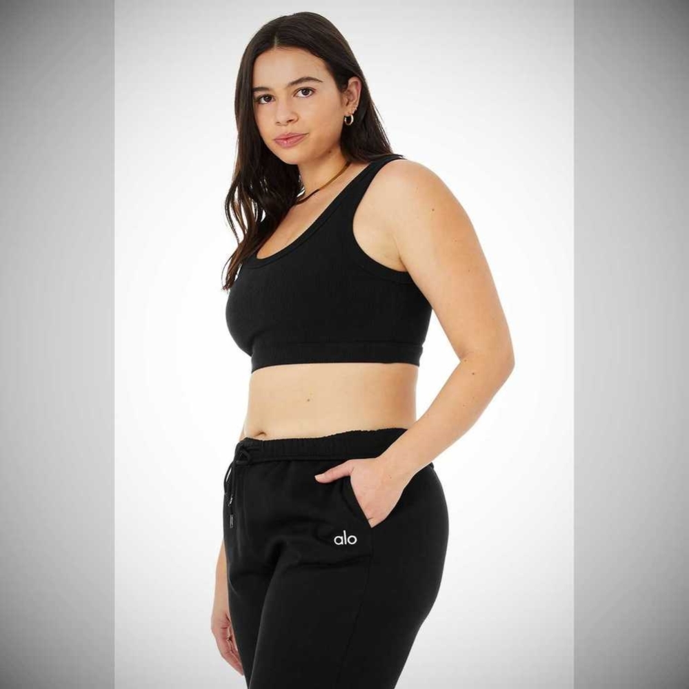 Alo Yoga Wellness BHs Damen Schwarz | BSOMUF105