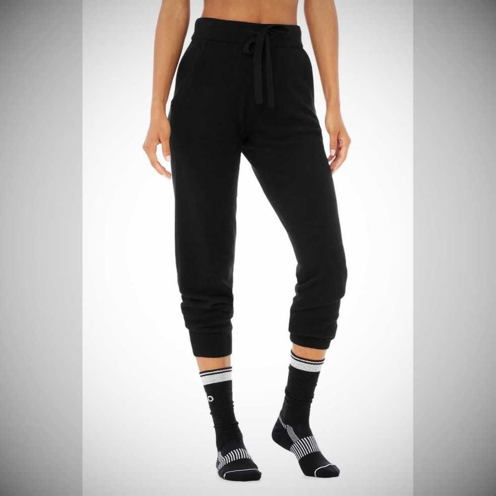 Alo Yoga Wolle-Tech Crew Socken Damen Schwarz | KZWXIJ420