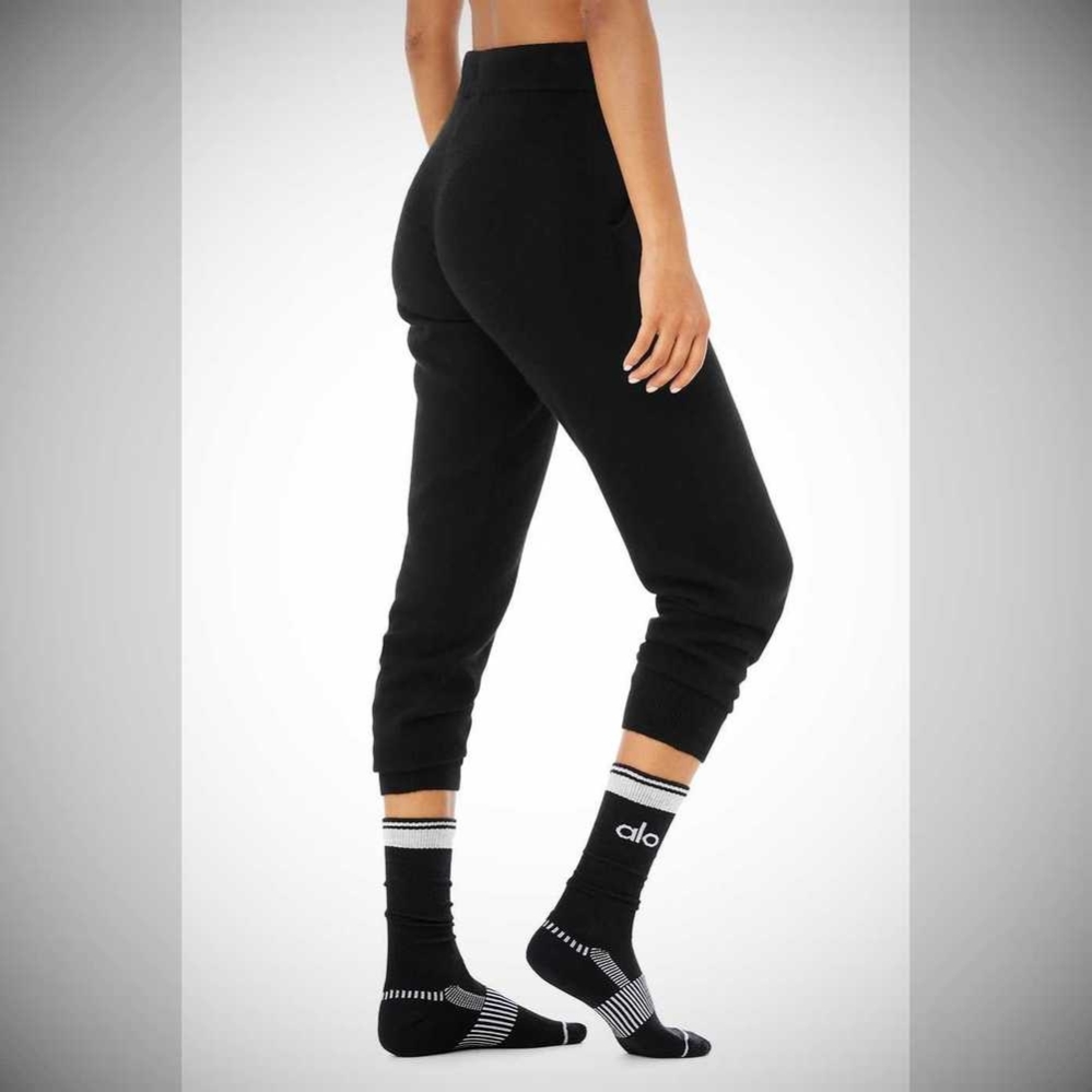 Alo Yoga Wolle-Tech Crew Socken Damen Schwarz | KZWXIJ420