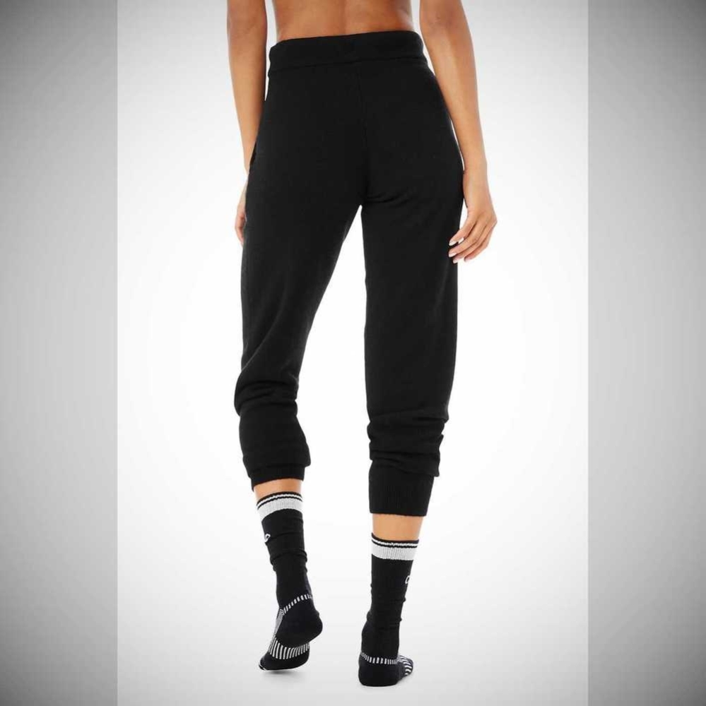 Alo Yoga Wolle-Tech Crew Socken Damen Schwarz | KZWXIJ420